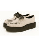 Creepers Nevermind in nabuk beige chiaro con doppia suola – sobrietà ed eleganza su suola nera.