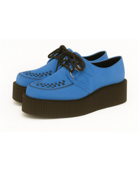 Nevermind ocean blue nubuck creepers with double sole – depth and elegance on black sole.