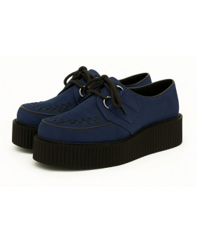 Creepers Nevermind en nubuck bleu marine à double semelle – sobriété et style sur semelle noire.