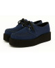 Creepers Nevermind in nabuk blu navy con doppia suola – eleganza sobria su suola nera.