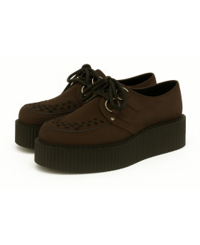 Creepers Nevermind in nabuk marrone cioccolato con doppia suola – calore ed eleganza su suola nera.