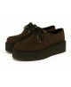 Creepers Nevermind en nubuck marron chocolat à double semelle – chaleur et élégance sur semelle noire.