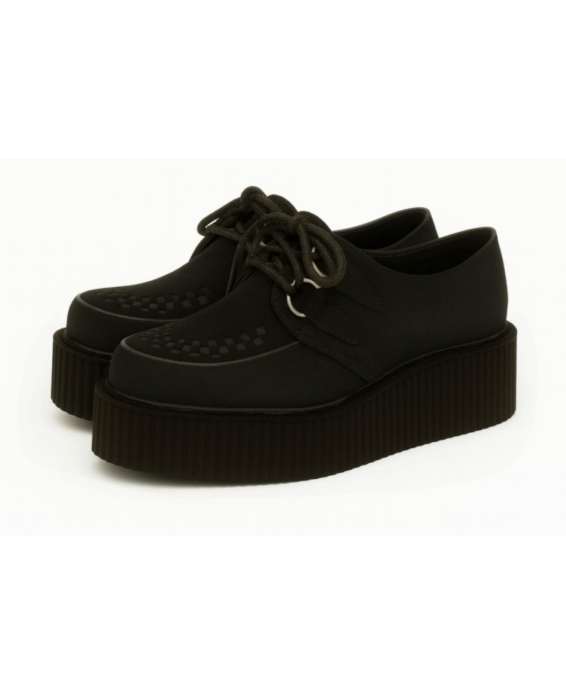Creepers Nevermind en nubuck noir à double semelle – sobriété et puissance sur semelle assortie.