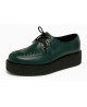 Nevermind-Shoes Creepers in forest green smooth leather with black double sole.