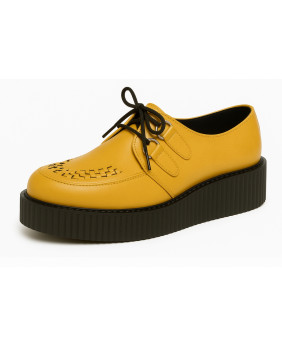 Creepers Nevermind-Shoes in pelle liscia giallo senape con doppia suola nera.