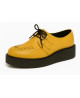 Nevermind-Shoes Creepers in mustard yellow smooth leather with black double sole.