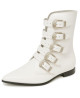 Bottines en cuir blanc à cinq boucles gravées Nevermind.