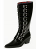 Botas charol negro Nevermind con múltiples hebillas plateadas