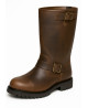 Brown Grained Leather Biker Boot – Buckle and Side Harness