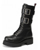 Botte ranger cuir noir à double boucle.