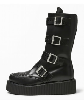 Botte Nevermind noire à 4 boucles avec semelle creepers.