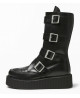 Nevermind black 4-buckle boot with creepers sole.