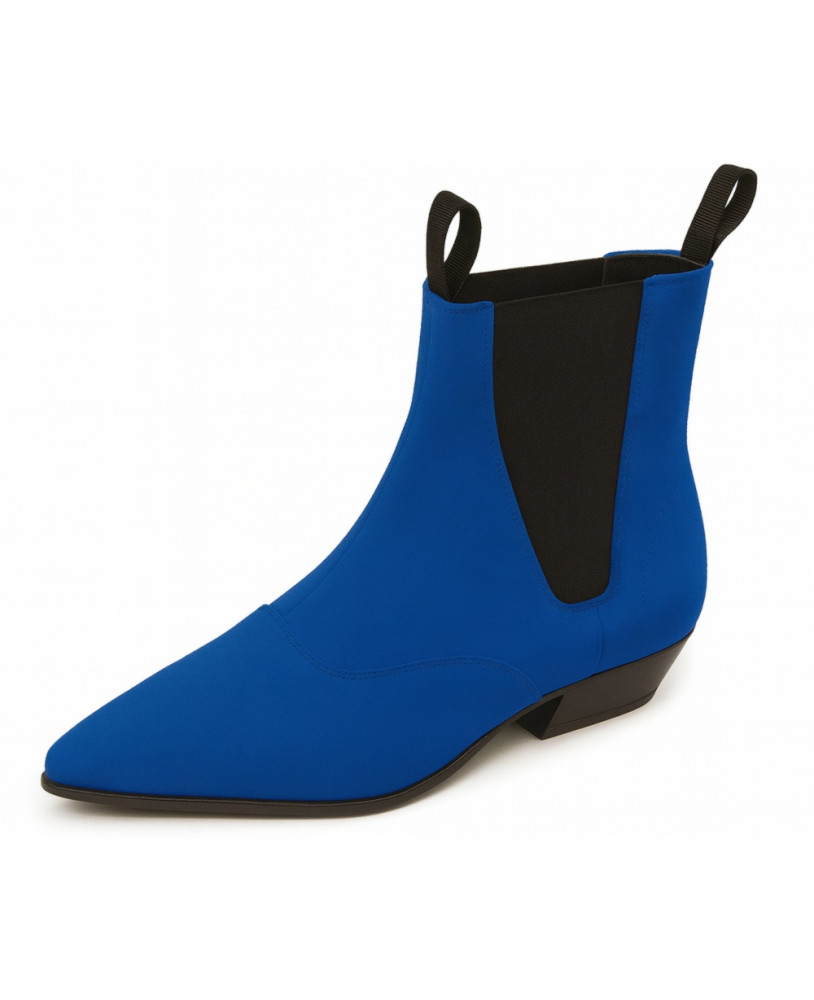 Royal blue suedette Chelsea boots Nevermind.