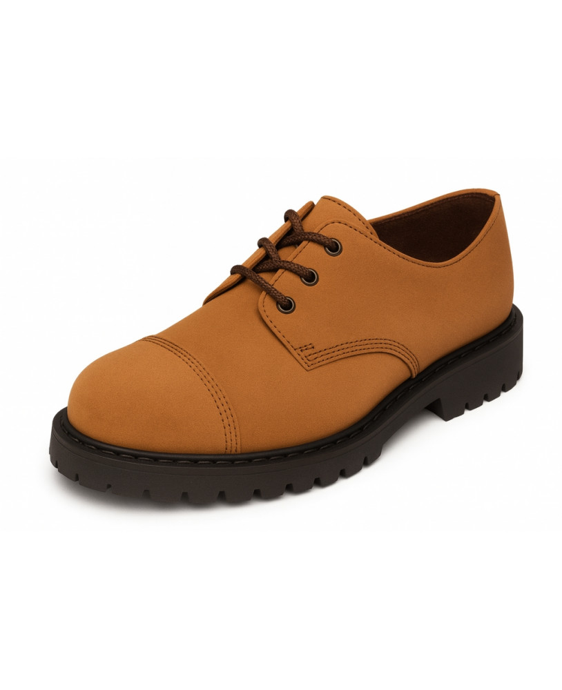 Chaussure Rangers Nevermind Pure Line Nubuck Camel – teinte chaude et design épuré.