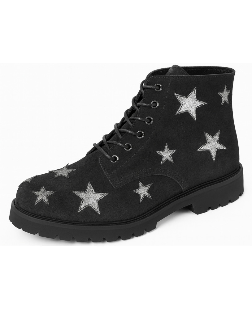 Rangers 6 occhielli in pelle scamosciata nera con stelle argento Nevermind.