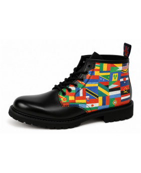 Black leather rangers with world-flag print Nevermind.