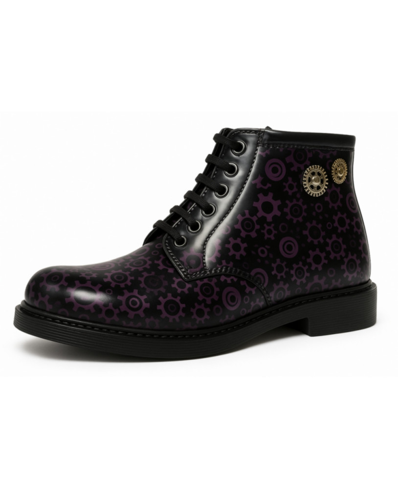 Matte black leather rangers with purple gears Nevermind.