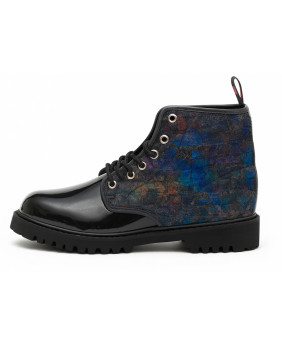 Rangers cuir verni noir et bleu texturé Nevermind.