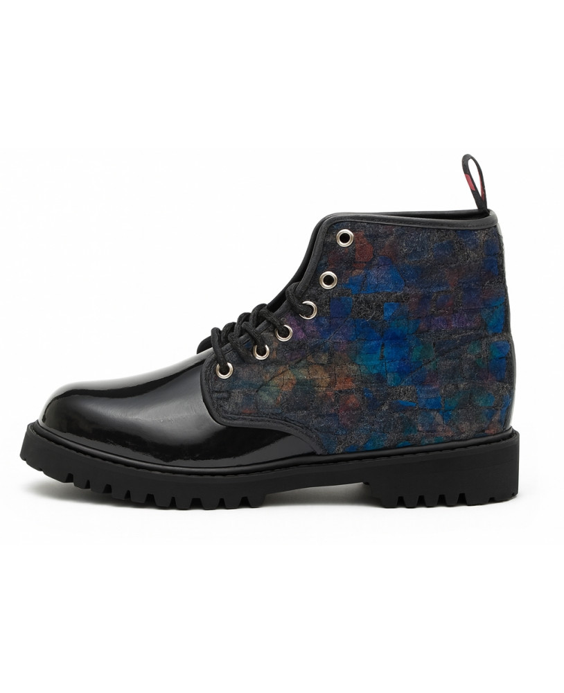 Rangers cuir verni noir et bleu texturé Nevermind.
