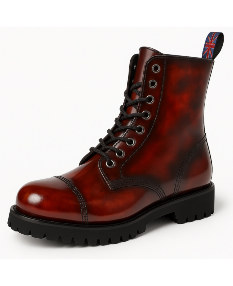 Nevermind 8-Eyelet Rangers – patinated bordeaux leather, gothic military soul
