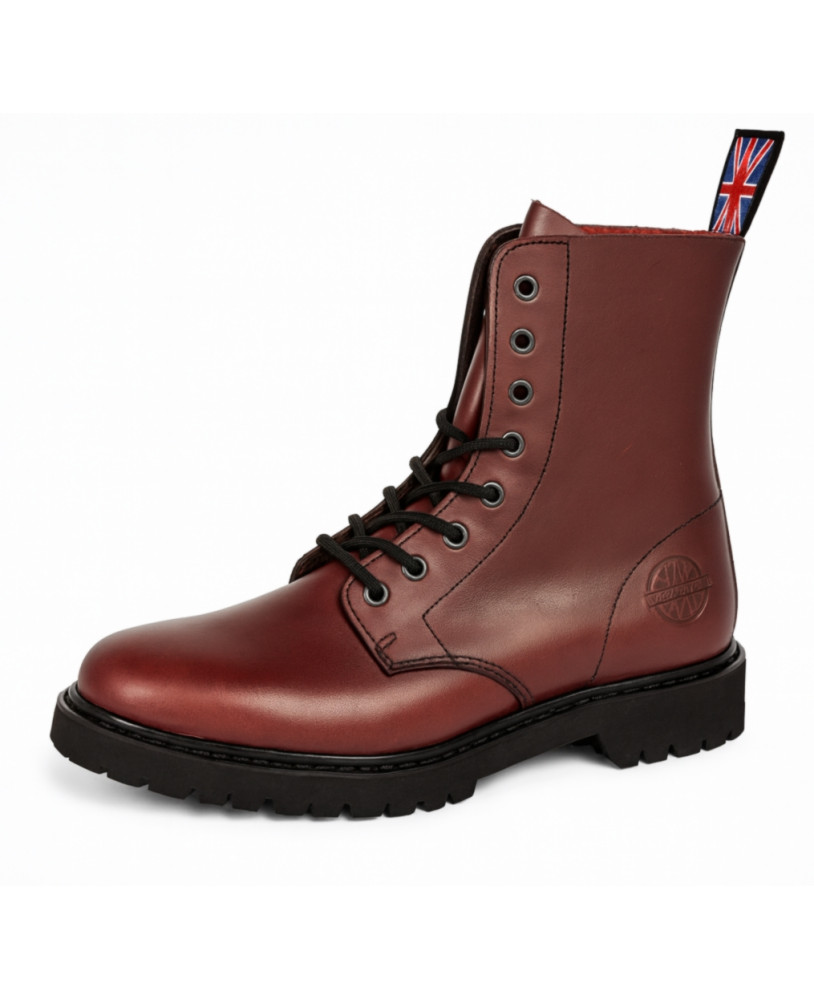 Nevermind 8-Eyelet Rangers – dark red leather, gothic military chic
