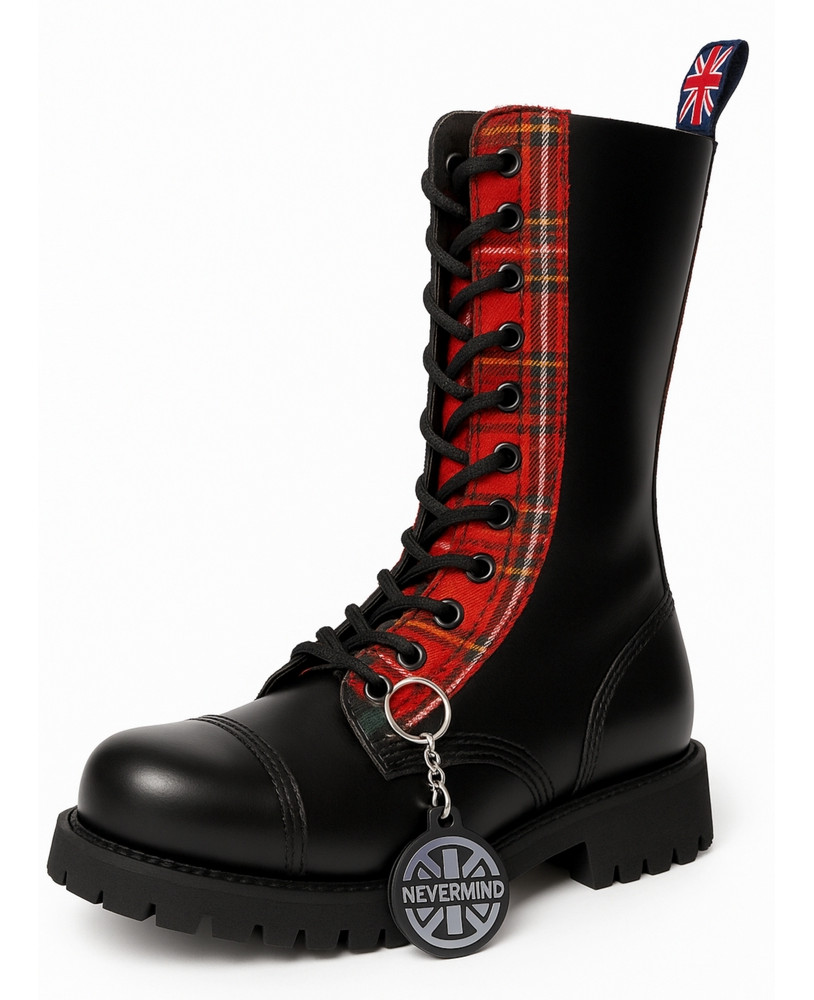 Rangers 10 eyelets black leather and red tartan