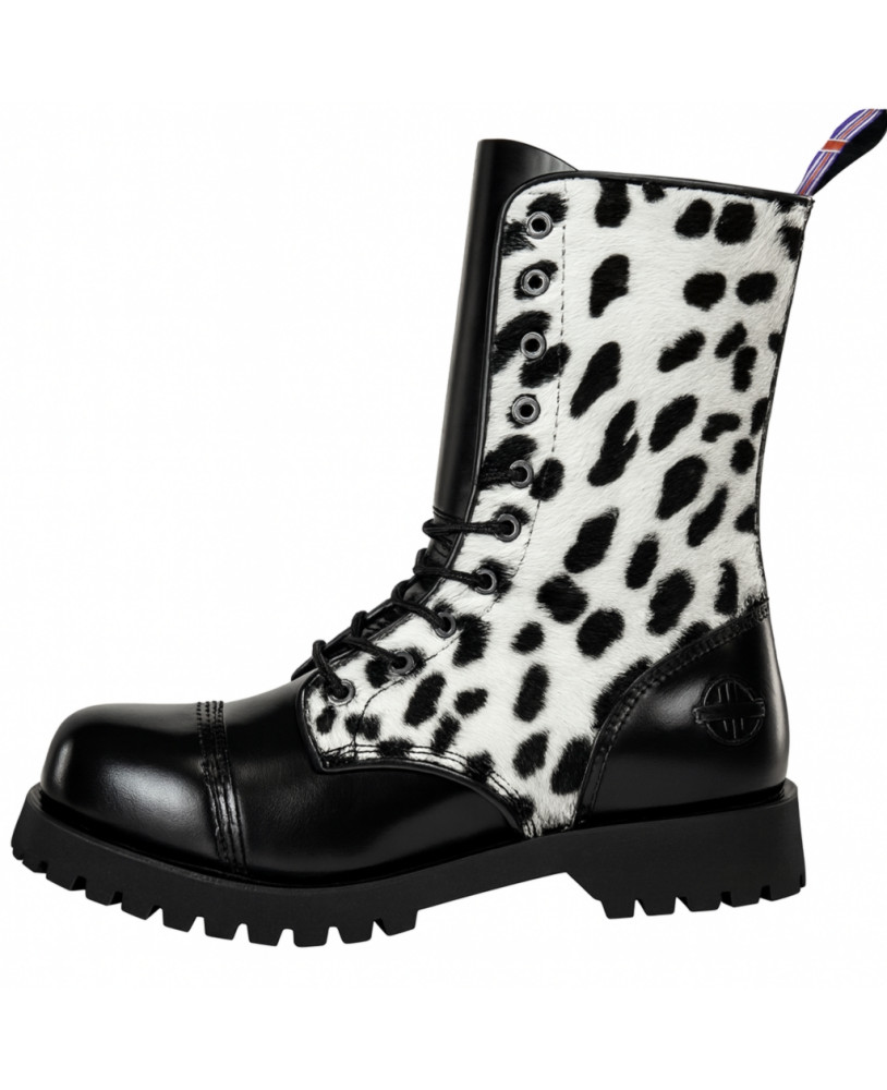 Rangers 10 œillets cuir noir et fourrure lynx Nevermind