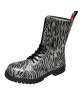 Nevermind Rangers 10 eyelets in grey leather with black zebra print – wild & alternative boots.
