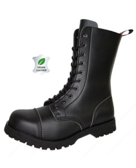 Rangers véganes Nevermind 10 œillets en simili cuir noir – robustesse et engagement éthique.