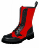 Rangers Nevermind 10 eyelets in red and black bicolor leather brogue style – elegance meets alternative rebellion.