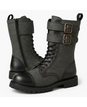 Rangers boot in green fabric and black leather.