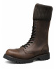 Rangers 14 œillets Nevermind en cuir marron avec revers en tissu côtelé et bout coqué – style baroudeur.