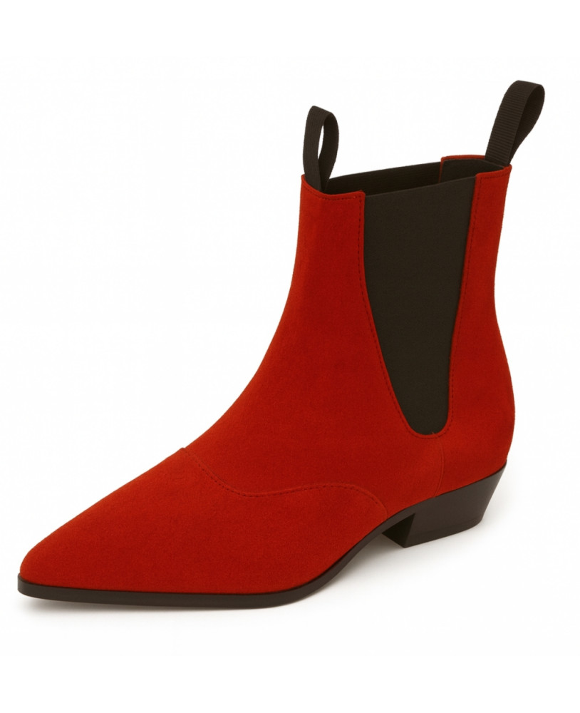 Chelsea boots in fiery red suede fabric Nevermind.