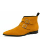 Boots à double boucle en suédine jaune moutarde Nevermind.