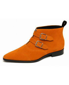 Stivaletti con doppia fibbia in camoscio arancione Nevermind.
