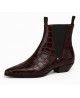 Chelsea Boots in Granat aus glänzendem Krokoprägungs-Nappaleder – Nevermind.