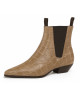 Beige Chelsea boots in glossy crocodile-embossed nappa leather – Nevermind.