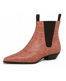 Botas Chelsea terracotta en cuero nappa grabado cocodrilo brillante – Nevermind.