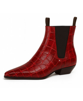 Botas Chelsea en rojo intenso de cuero nappa grabado cocodrilo brillante – Nevermind.