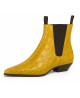 Saffron yellow Chelsea boots in glossy crocodile-embossed nappa leather – Nevermind.