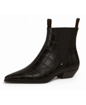 Botas Chelsea negras en cuero nappa grabado cocodrilo brillante – Nevermind.