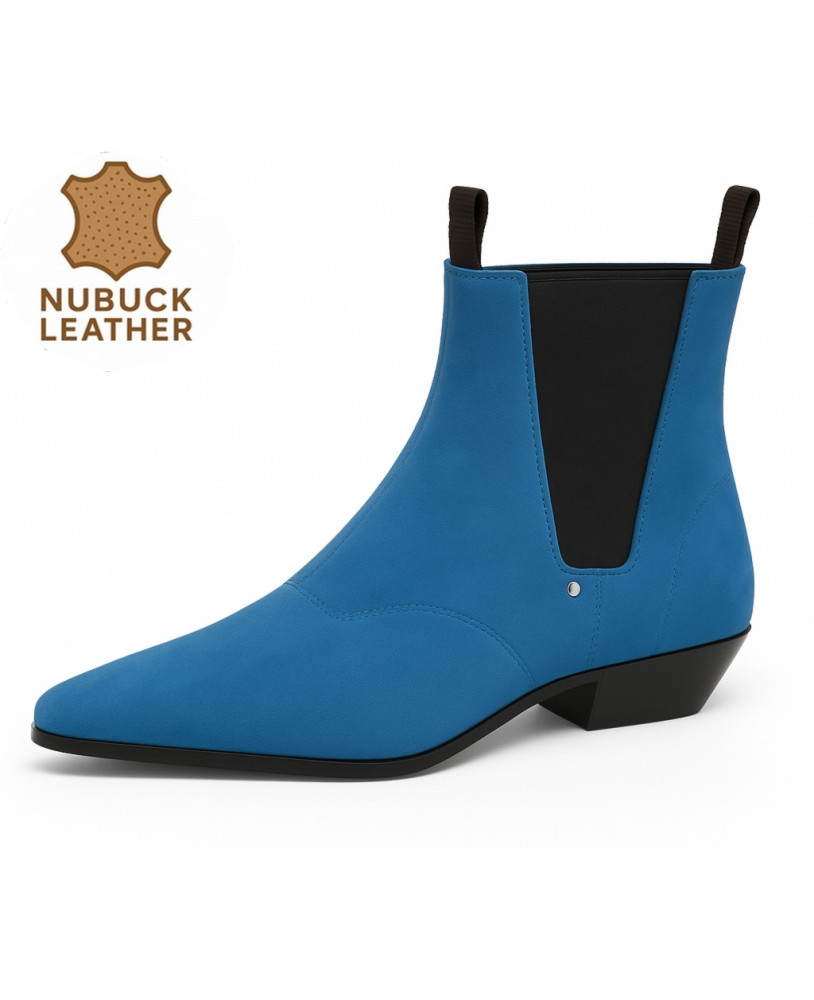 Chelsea boots Nevermind en nubuck bleu océan.