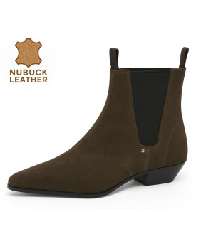 Chelsea Boots Nevermind aus Nubukleder in Khaki.