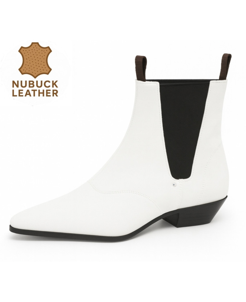 Botas Chelsea Nevermind en nubuck blanco puro.