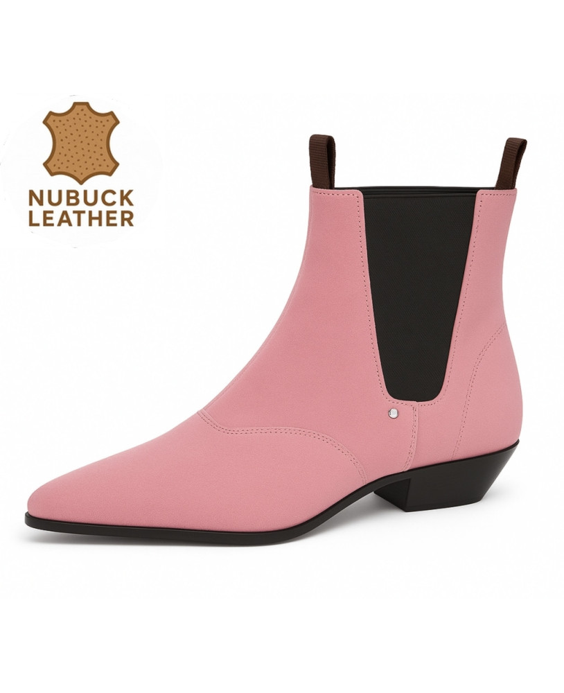 Botas Chelsea Nevermind en nubuck rosa empolvado.