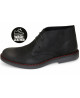 Botas Desert Nevermind en ante lavable negro con costuras rojas.