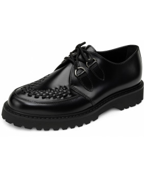 Scarpe Derby Nevermind in pelle nera intrecciata con suola carrarmata.
