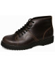 Bottines montantes Nevermind en cuir marron avec coutures contrastées.