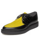 Creepers Nevermind en punta de cuero negro y ante amarillo con cordones D-Ring.