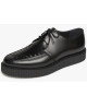 Nevermind pointed toe creepers in smooth black leather with classic lacing.